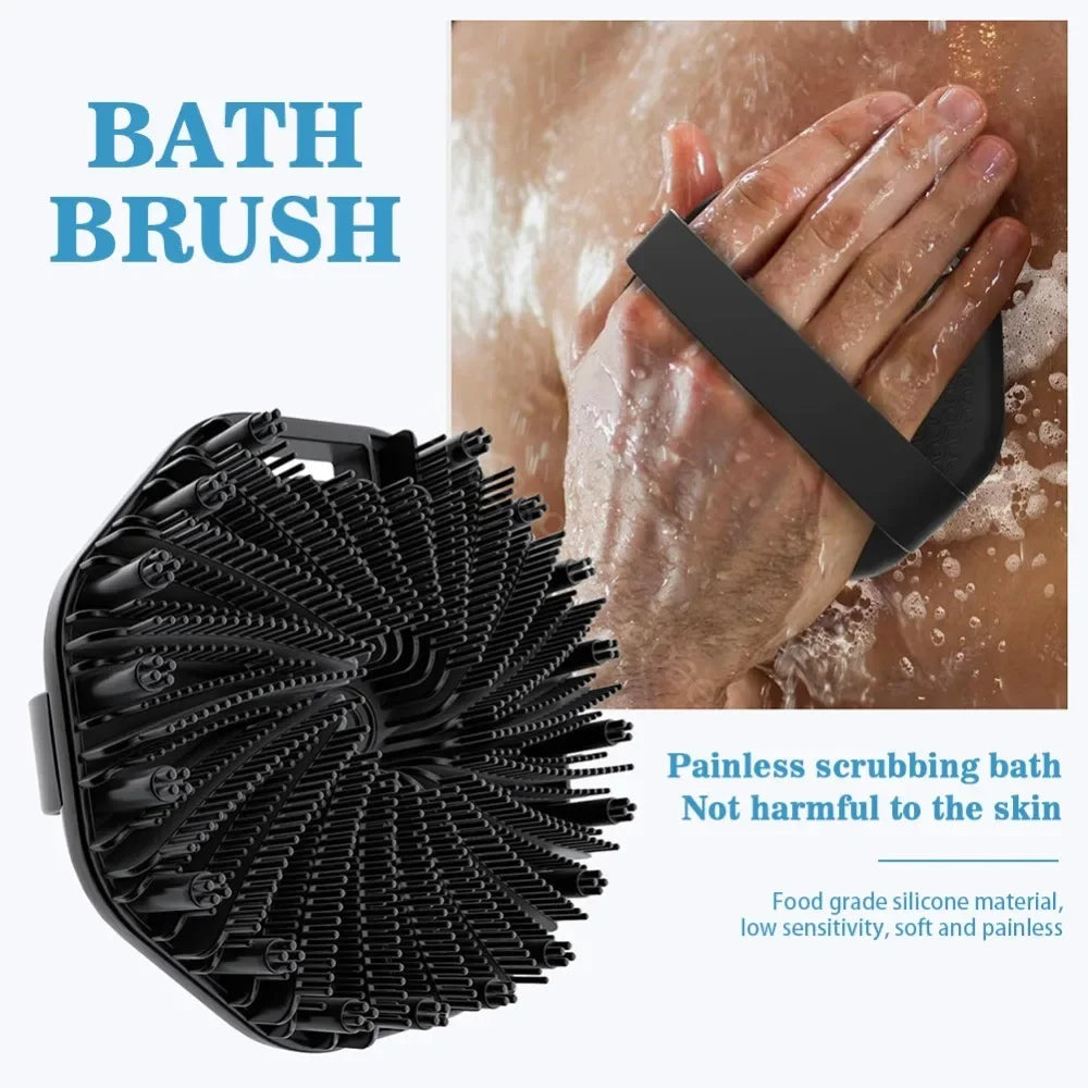 Soft Silicone Back Brush With Handle For Gentle Exfoliating Care