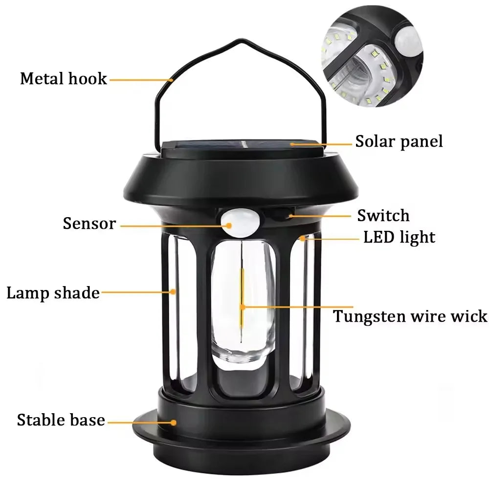 Outdoor Camping Lantern Portable USB Rechargeable Lamp Retro LED Light For Emergency Fishing Hiking Tent Nightlight Waterproof