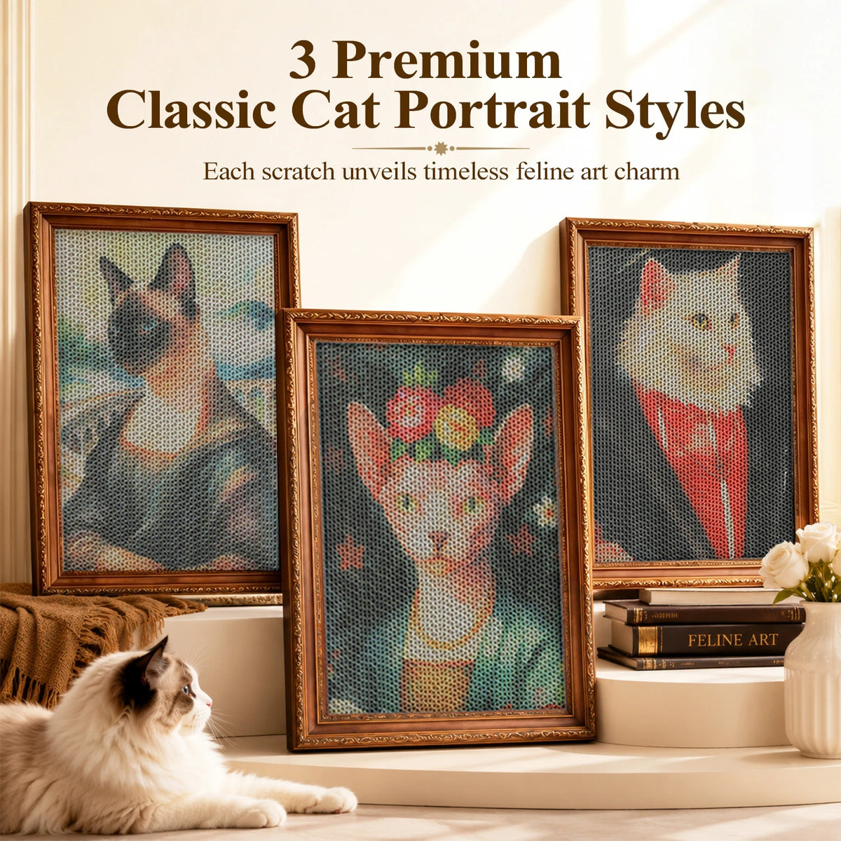 PAWZ Road 3 Pack Cardboard Cat Wall Scratcher With Adhesive