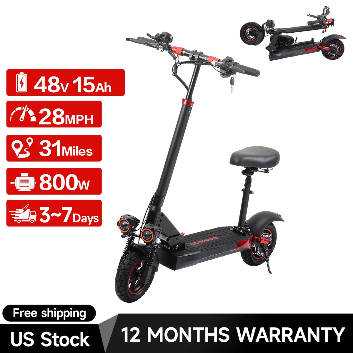 FREEBOY J01 Foldable Electric Scooter With Removable Saddle