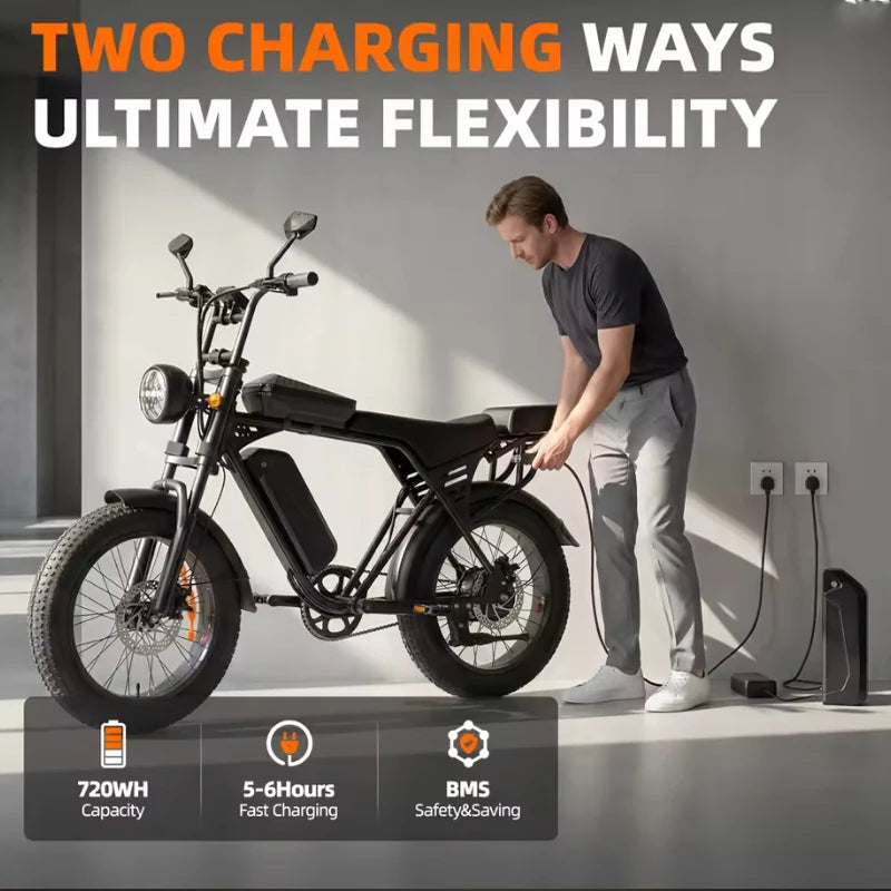 Adult Fat Tire Electric Bike With Passenger Seat And Display