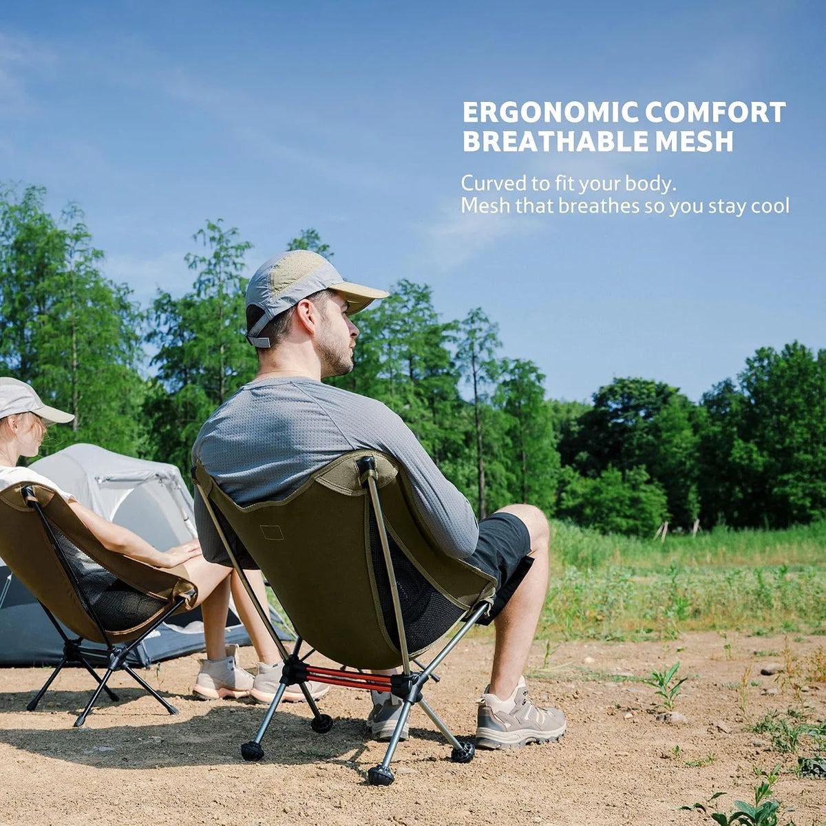 Naturehike Ultralight Camping Chair Anti-Sinking Feet Foldable Backpacking Moon Chairs for Garden Beach Fishing Outdoor Use