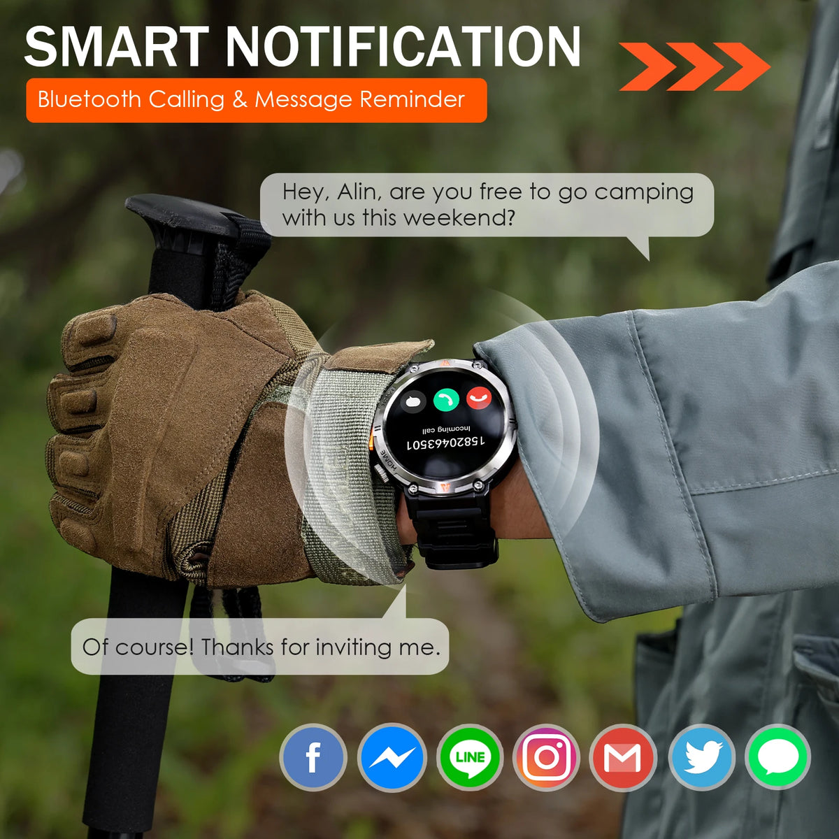 EIGIIS KE3 Bluetooth Smartwatch With Heart Rate And Health Monitor