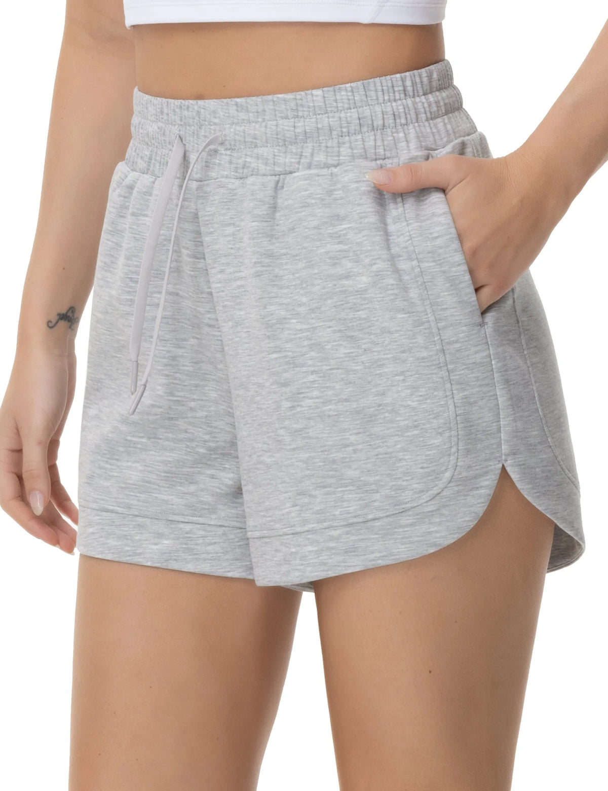 THE GYM PEOPLE Women's Drawstring Sweat Shorts Soft Comfy Dolphin Workout Running Lounge Shorts with Pockets