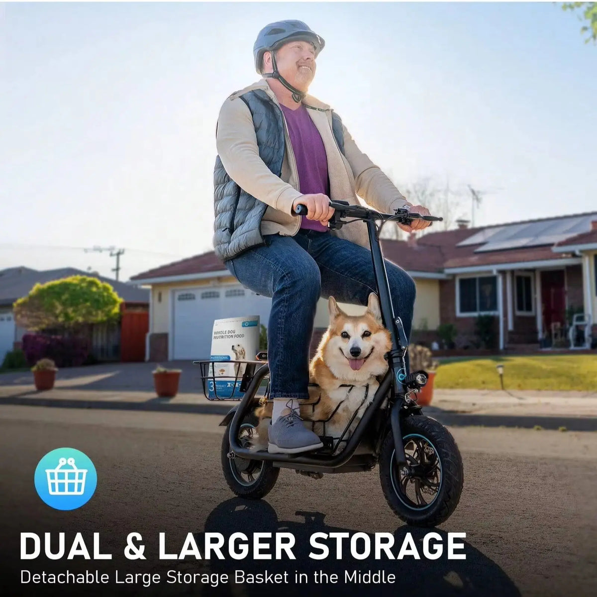 Gyroor Adult Foldable Electric Scooter With Basket And Three Modes