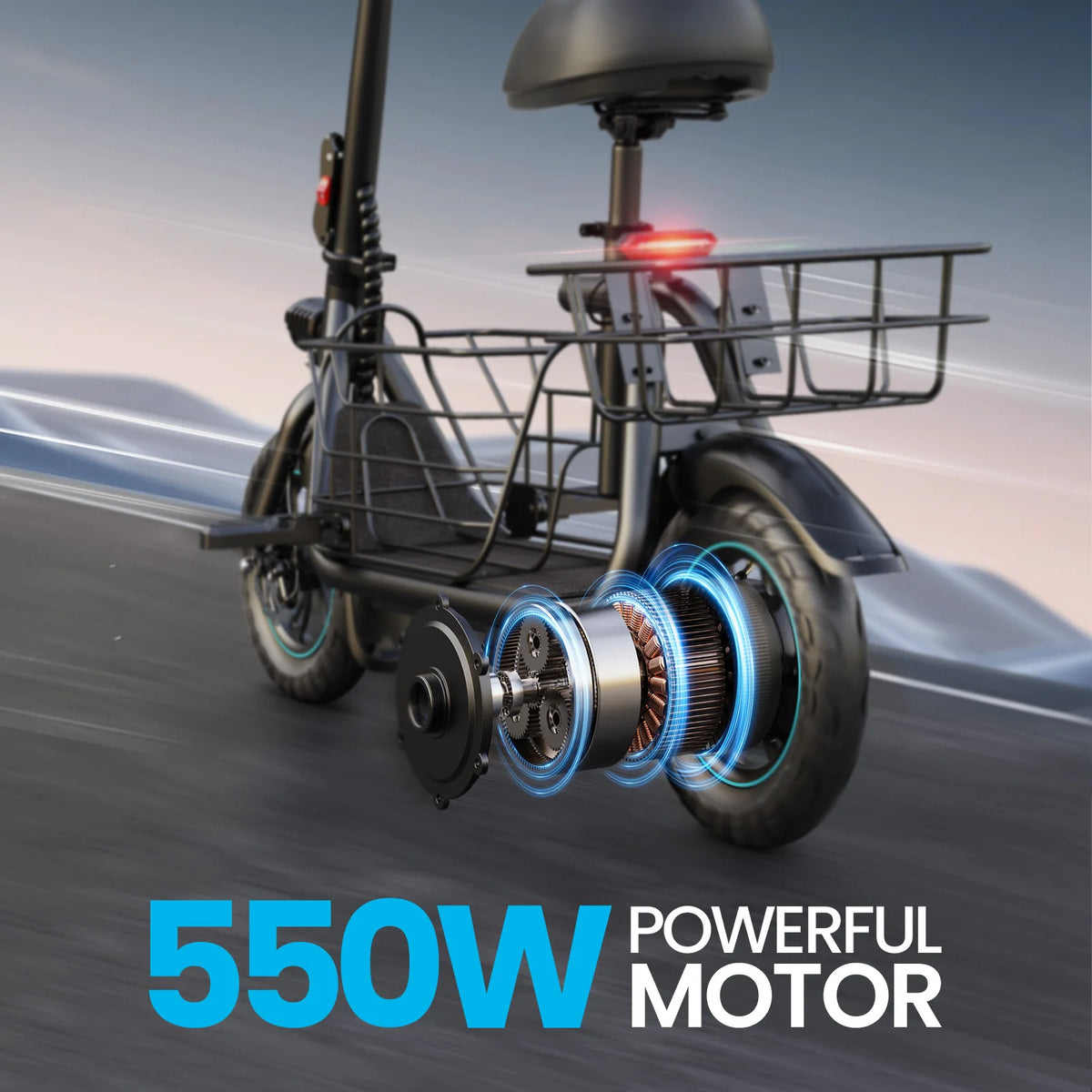 Gyroor Adult Foldable Electric Scooter With Basket And Three Modes