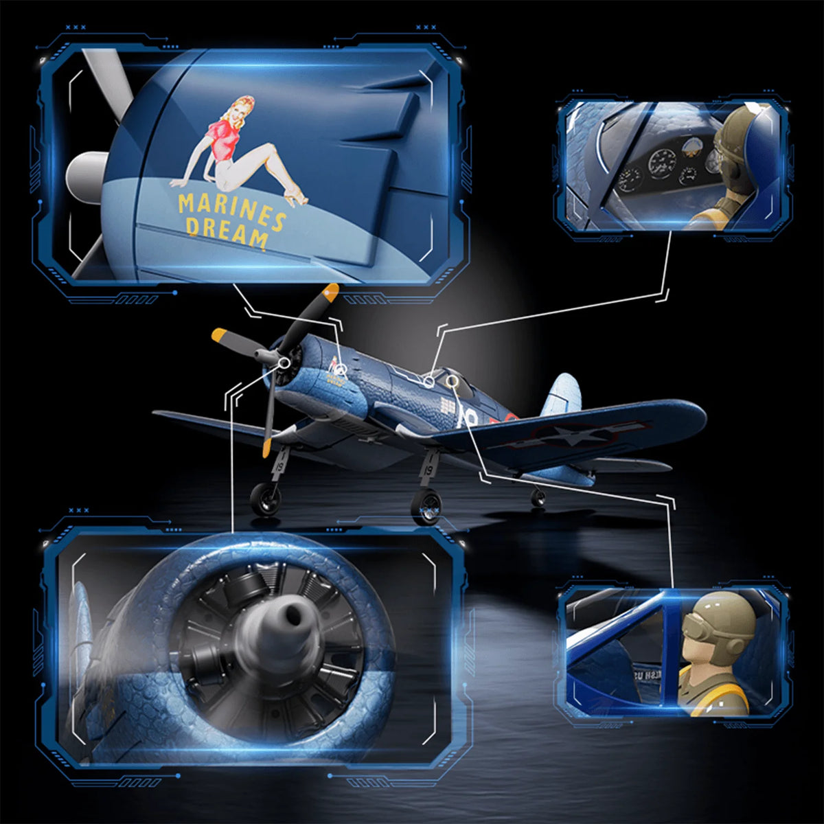 Volantexrc F4U Corsair Brushless RC Plane With One Key Aerobatics