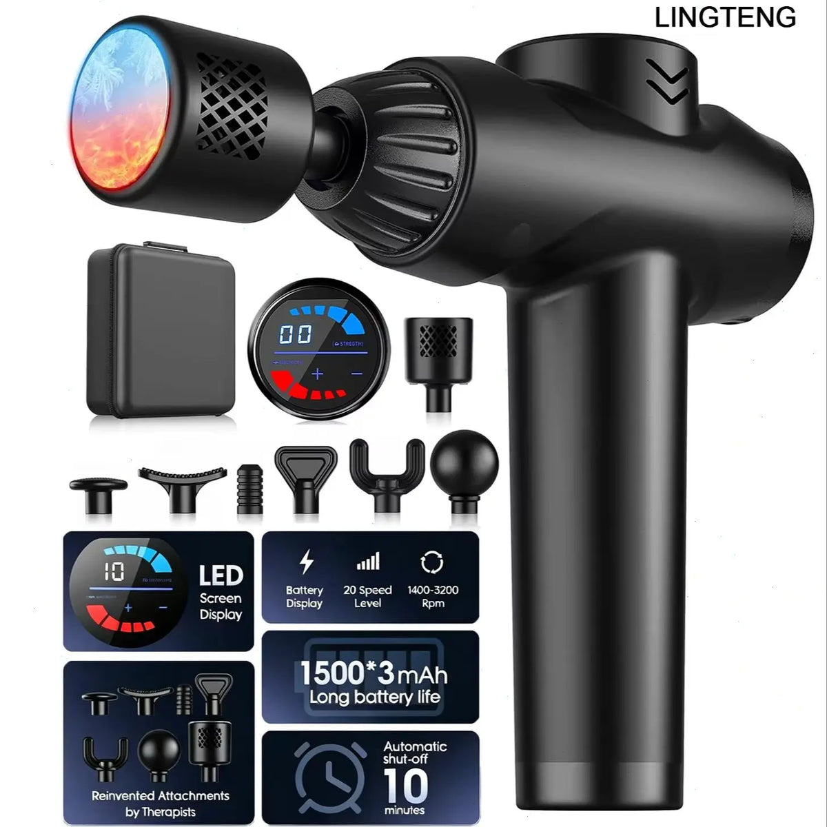 Lingteng Hot Cold Deep Tissue Percussion Massage Gun
