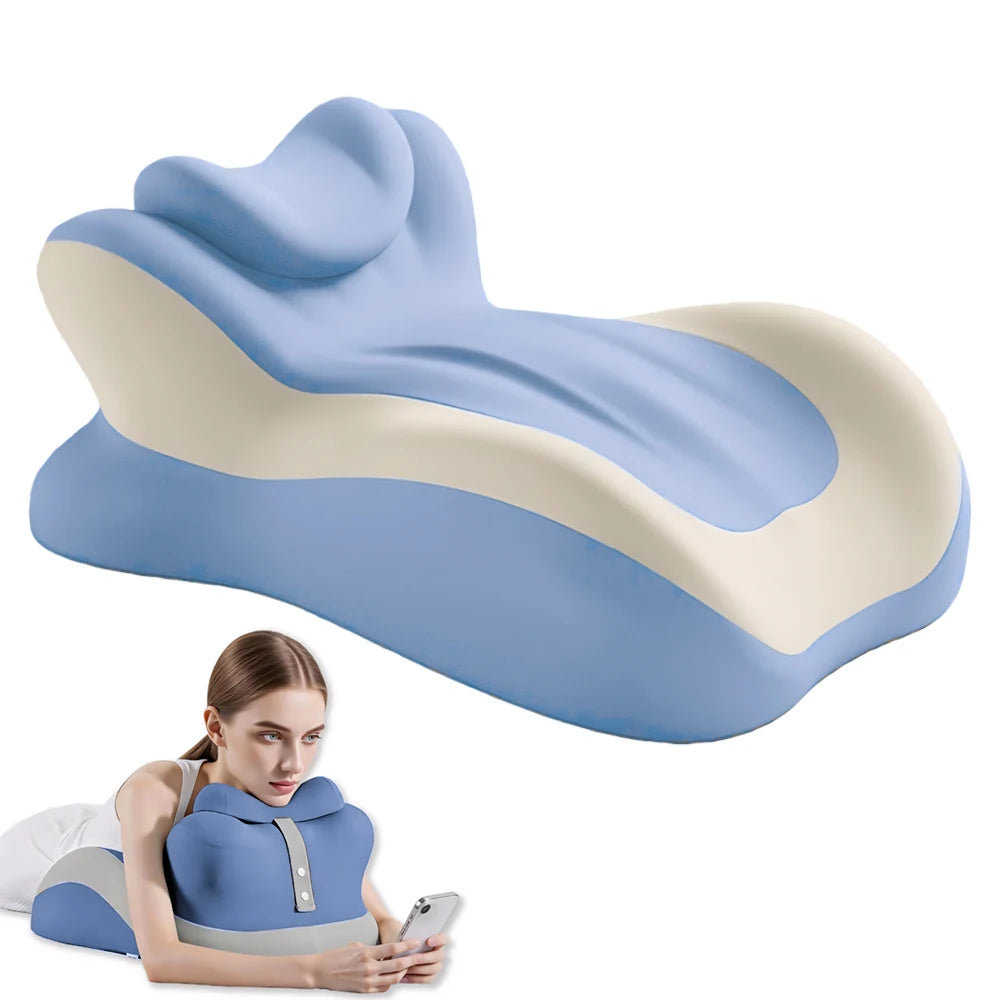 Ergonomic Memory Foam Prone Reading Pillow With Removable Headrest