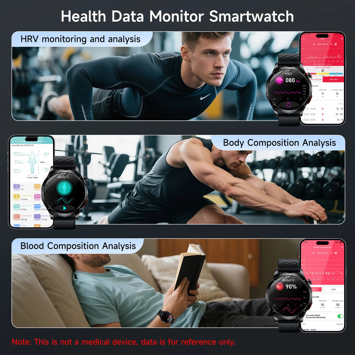 Marsyu Smartwatch With Ecg Ppg Blood Pressure Health Tracker