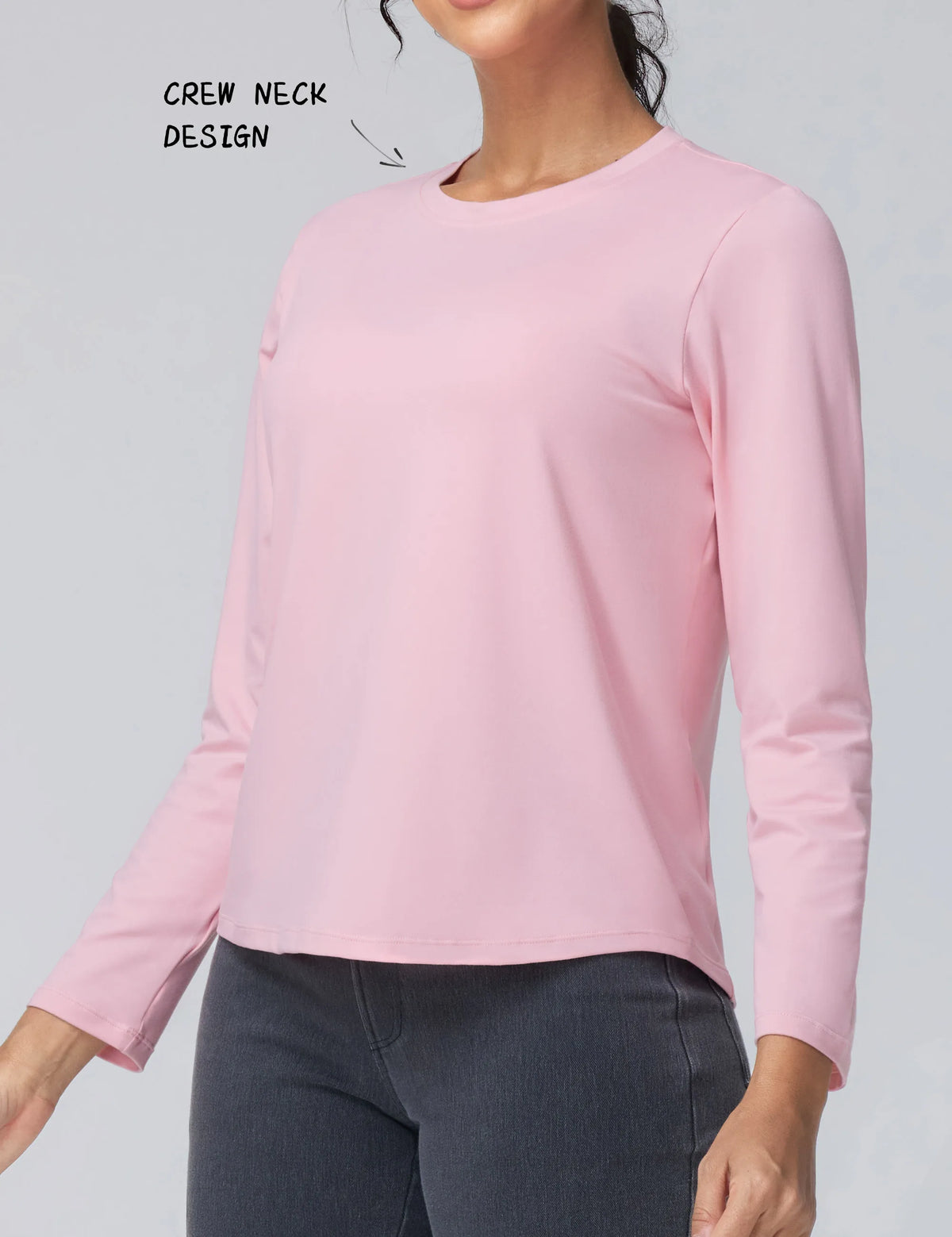 THE GYM PEOPLE Women's Long Sleeve Soft Workout Shirts Basic Crewneck UPF 50+ Sun Lightweight Fall Athletic Running Tops