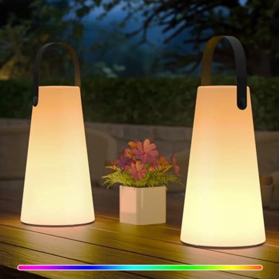 Outdoor Lanterns, Rechargeable Cordless Outdoor Table Lamp with IP44 Water-Resistant, Battery Operated Portable Hanging Outdoor