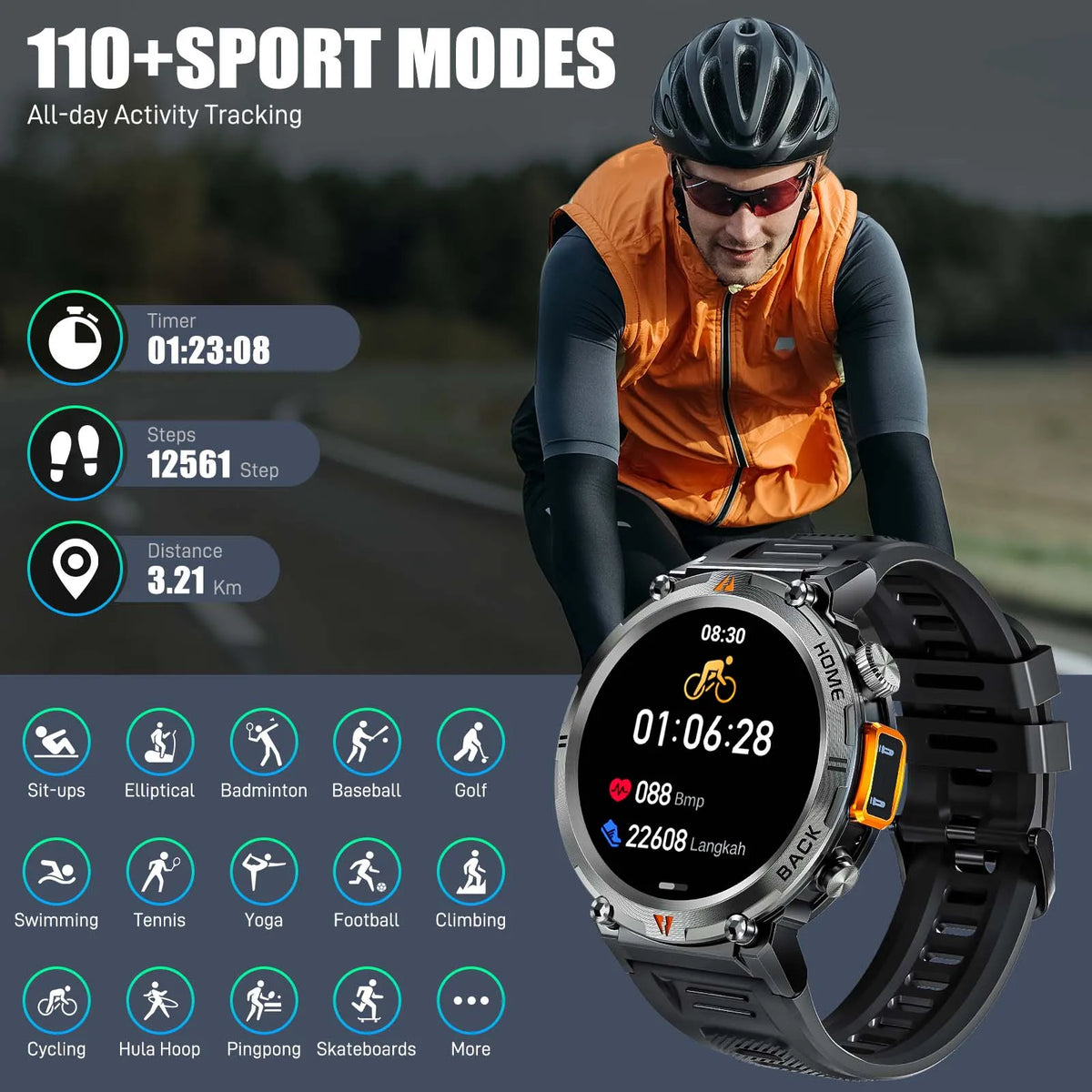 EIGIIS KE3 Bluetooth Smartwatch With Heart Rate And Health Monitor