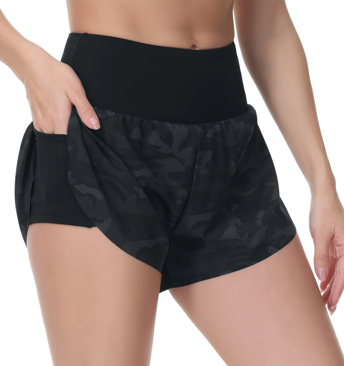 THE GYM PEOPLE Women’s Quick Dry Running Shorts Mesh Liner High Waisted Tennis Workout Shorts Zipper Pockets