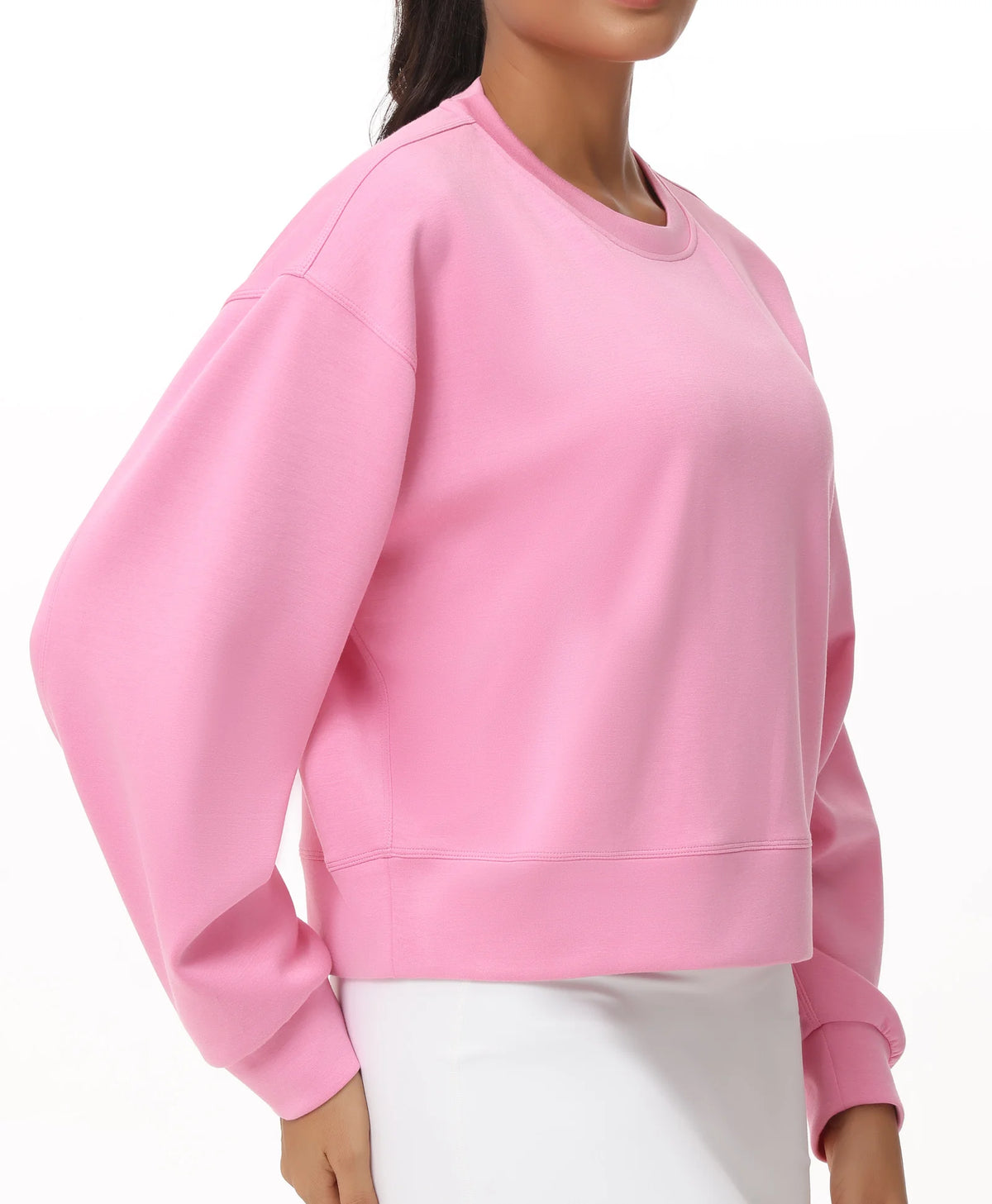 THE GYM PEOPLE Women's Crewneck Cropped Pullover Sweatshirt Cute Basic Long Sleeves Workout Tops