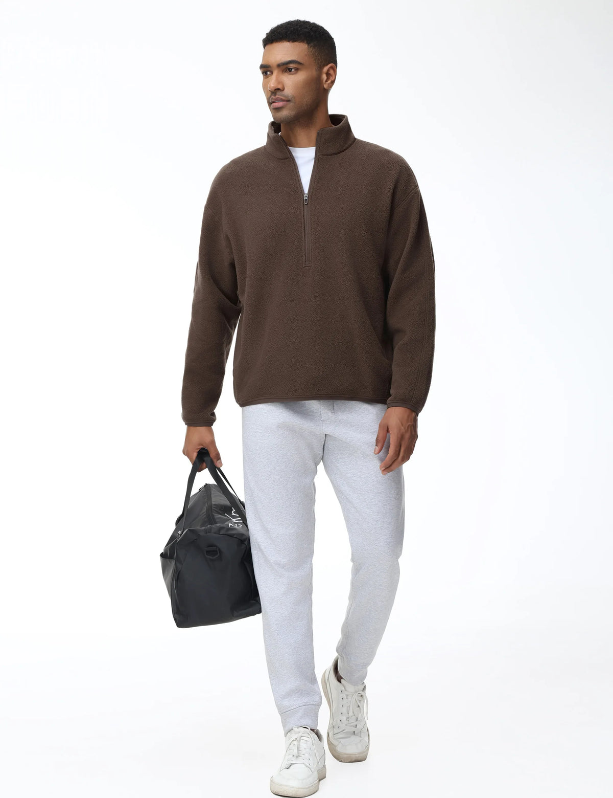 THE GYM PEOPLE Men's Half Zip Oversized Fleece Pullover Sweatshirt Stand Collar Winter Sherpa Warm Sweaters with Pocket