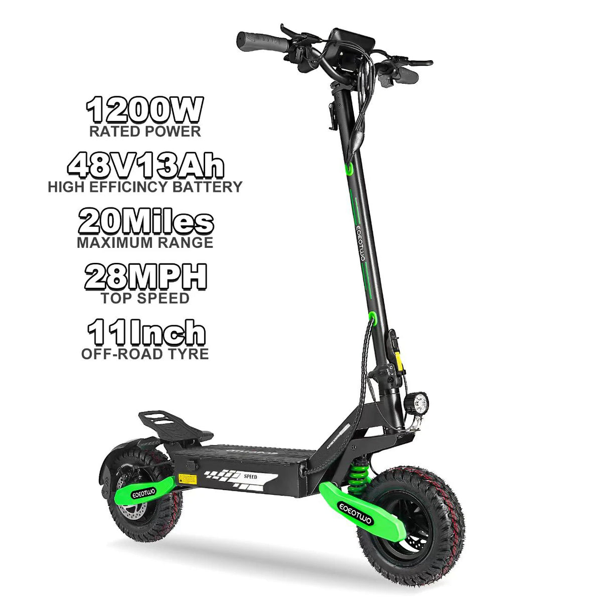 EOEOTWO 1200W Off Road Electric Scooter 48V 30MPH Foldable E-Scooter