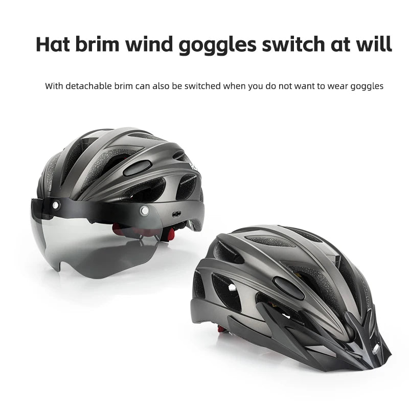 Rockbros Lightweight Cycling Helmet With Goggles For Riding