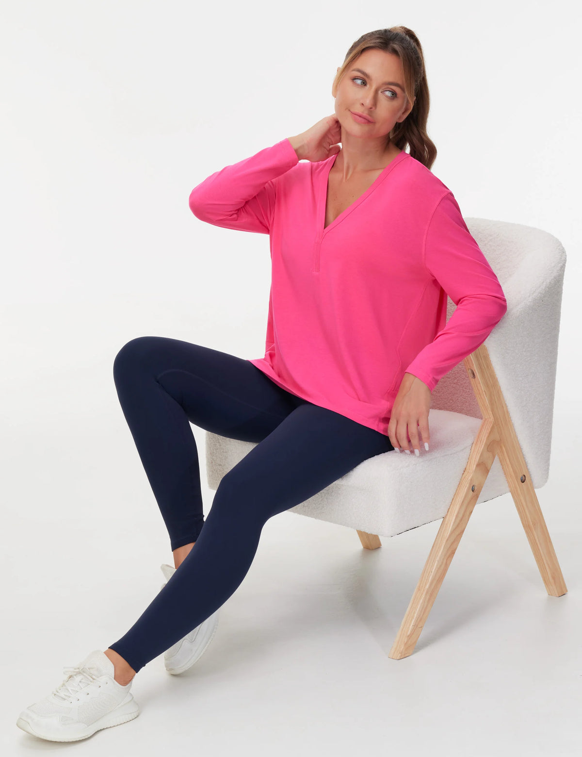 THE GYM PEOPLE Women's Long Sleeve Workout Shirts Loose Fit V-Neck Running T-Shirts Tops