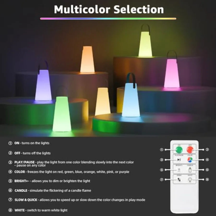 Outdoor Lanterns, Rechargeable Cordless Outdoor Table Lamp with IP44 Water-Resistant, Battery Operated Portable Hanging Outdoor
