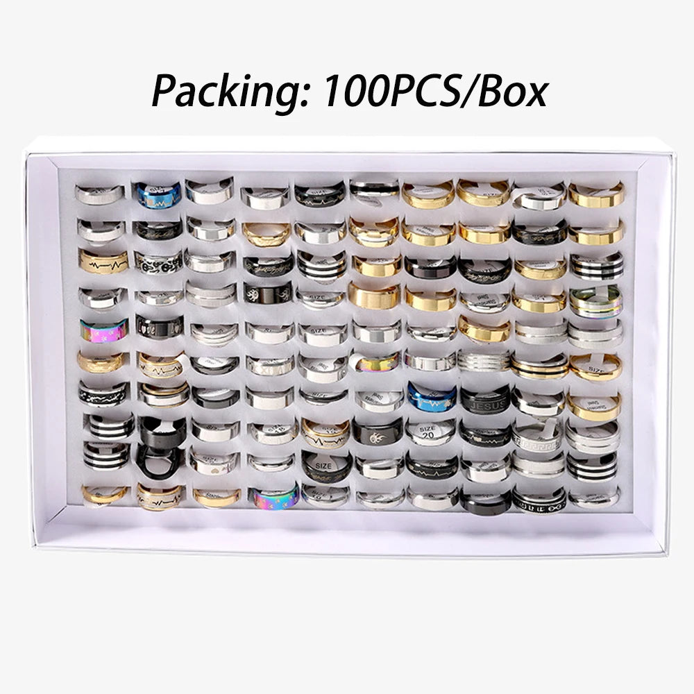 Stainless Steel Rhinestone Wedding Rings Mixed Style Fashion Jewelry Set