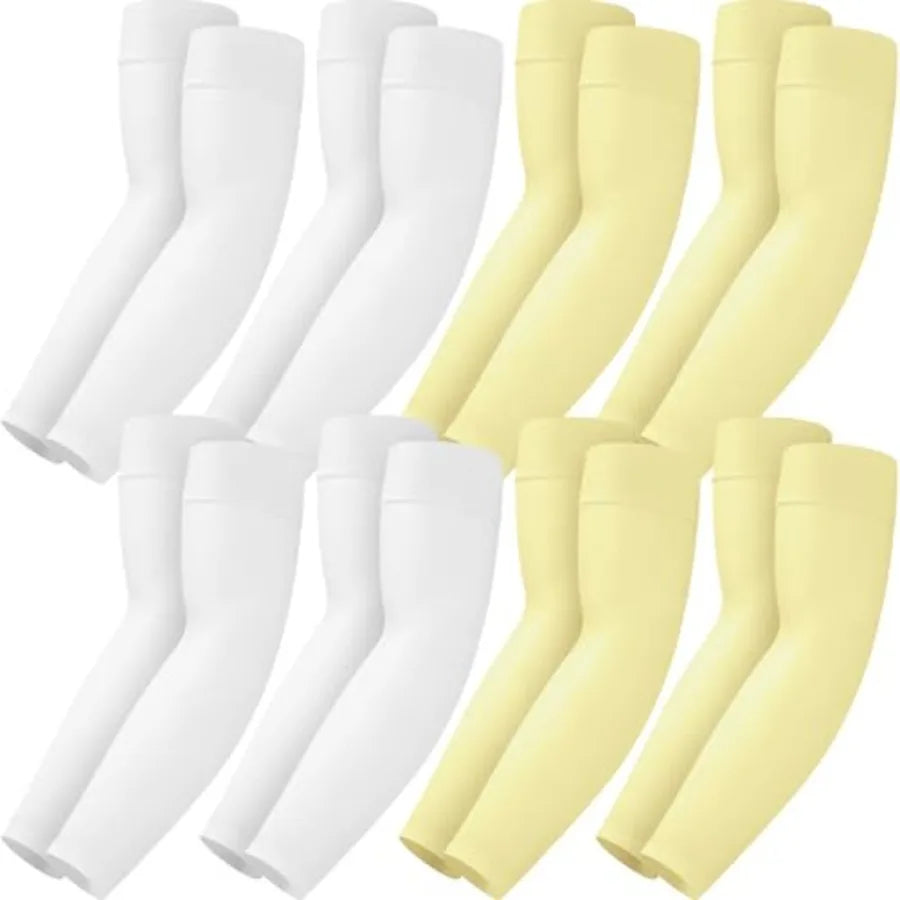 8 Pairs Soft Arm Sleeves, UV Sun Protection Cooling Compression Arm Covers for Outdoor Work, Sports, Men and Women