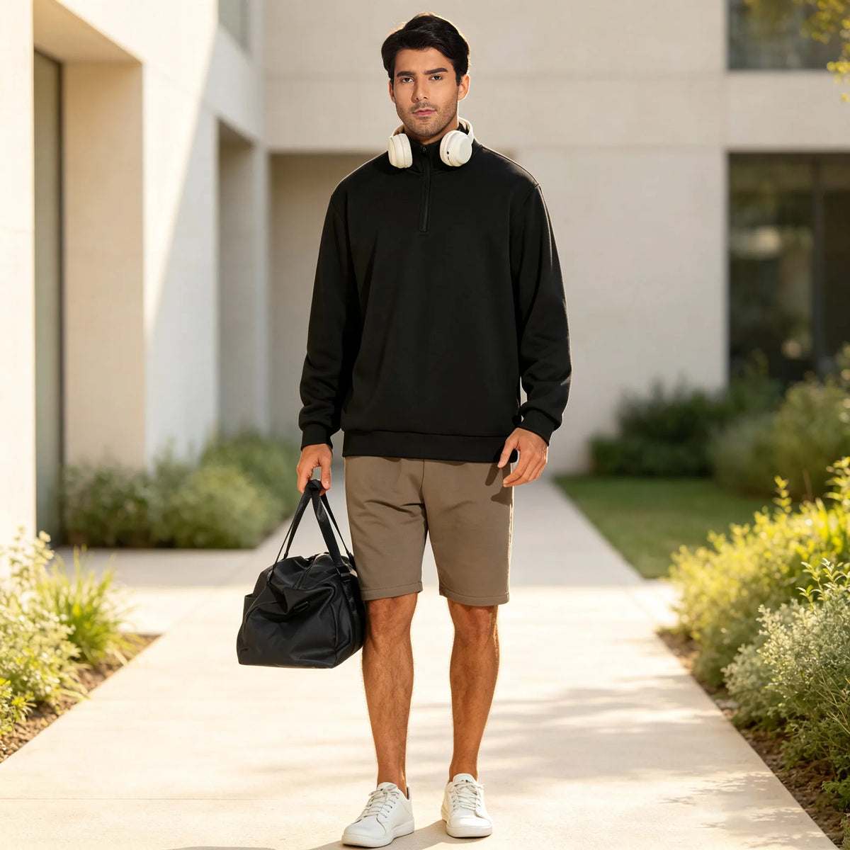 THE GYM PEOPLE Men's Half Zip Sweatshirt Long Sleeve Fleece Pullover Basic Workout Tops