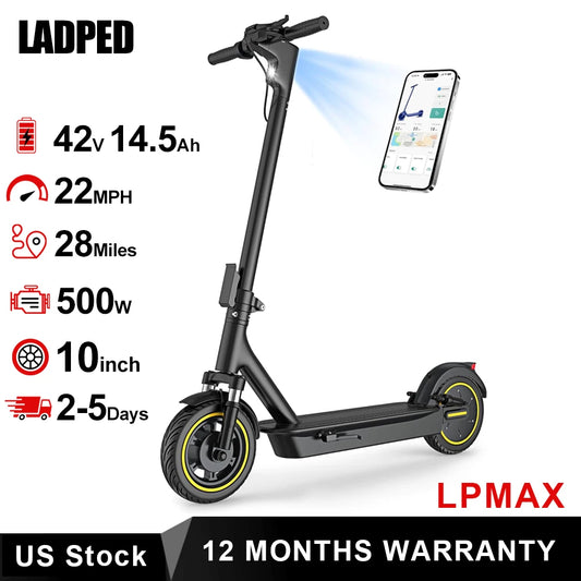 Ladped 500W Folding Electric Scooter With Long Range Dual Suspension