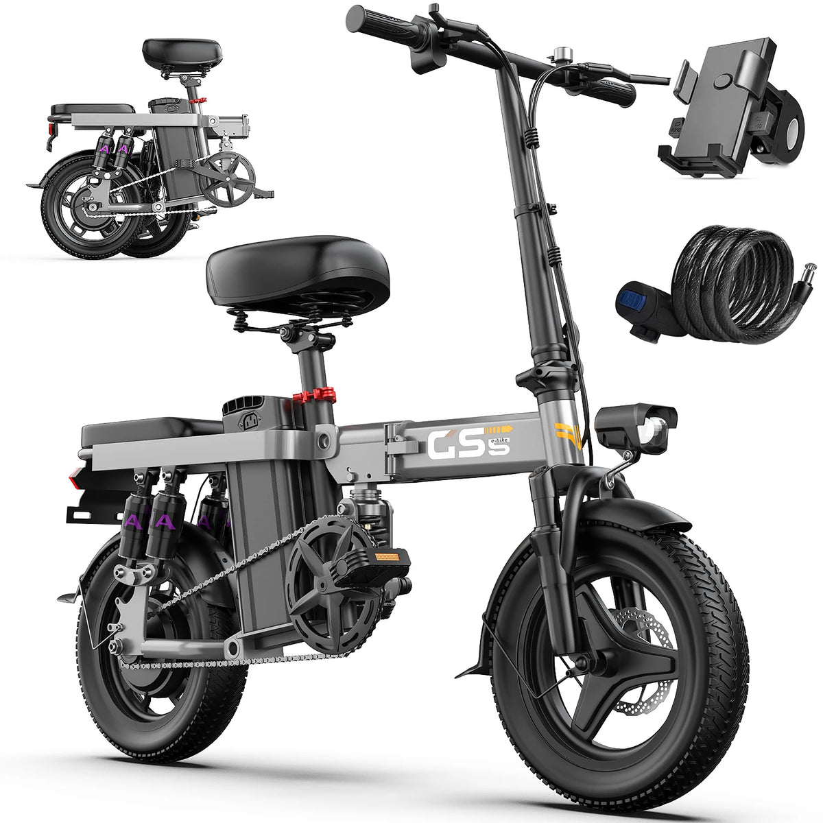 UPlee Folding Electric Bike With 48V Battery And Fat Tires