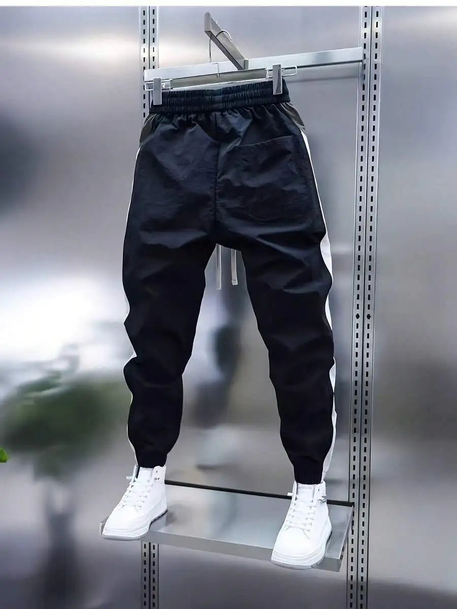 Men Slim Fit Casual Jersey Sports Pants With Drawstring