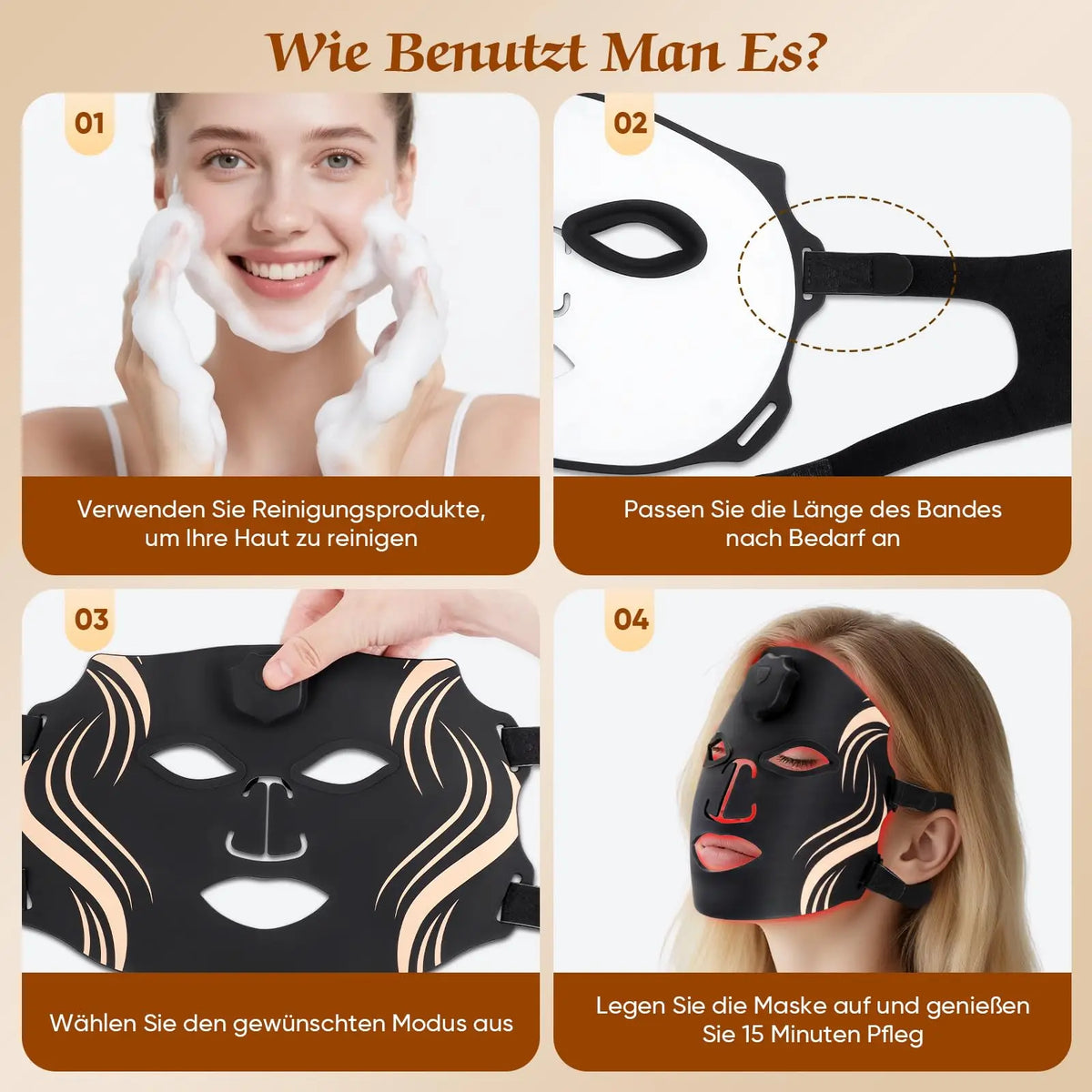 UBilli LED Facial Mask For Skin Therapy And Wrinkle Reduction