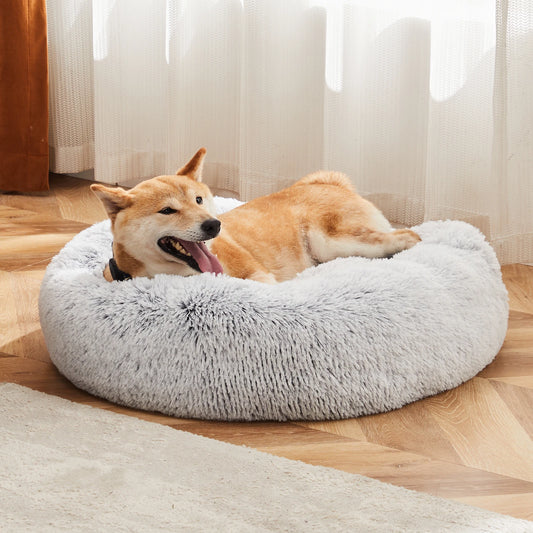 JHK Plush Round Calming Dog Bed With Anti Slip Surface