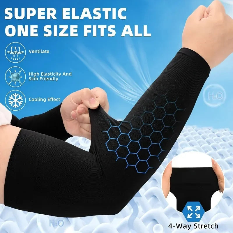 1/4pairs Ice Silk Sleeves Breathable Anti-UV Cycling Running Arm Covers Unisex Elastic Sunscreen Cooling Basketball Arm Sleeves