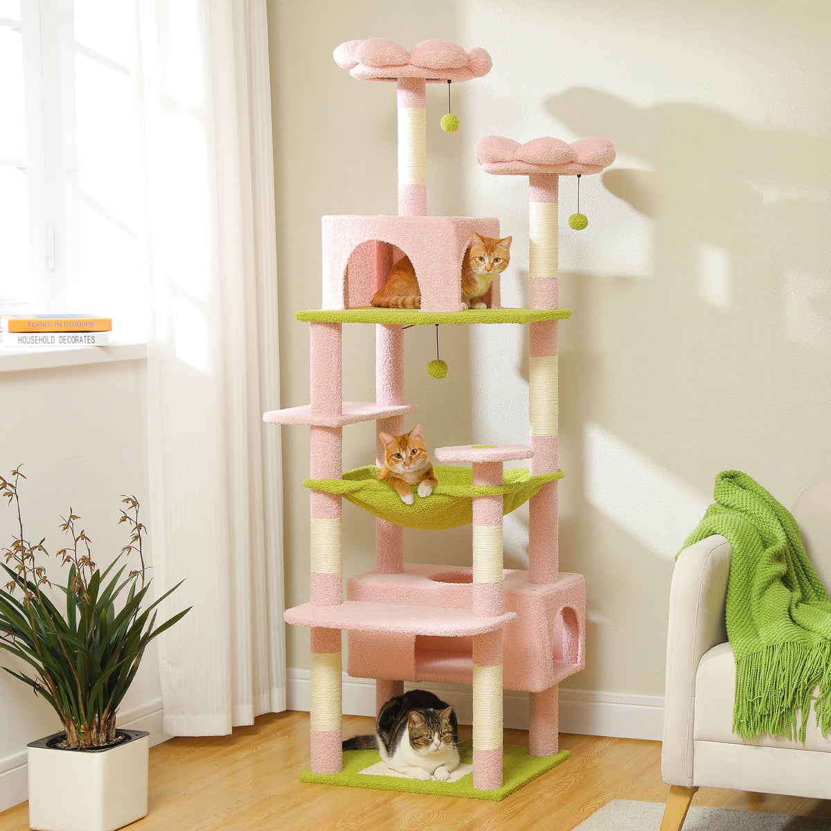 Pecuulti Multi Level Cat Tree With Scratching Posts Hammock And Perch