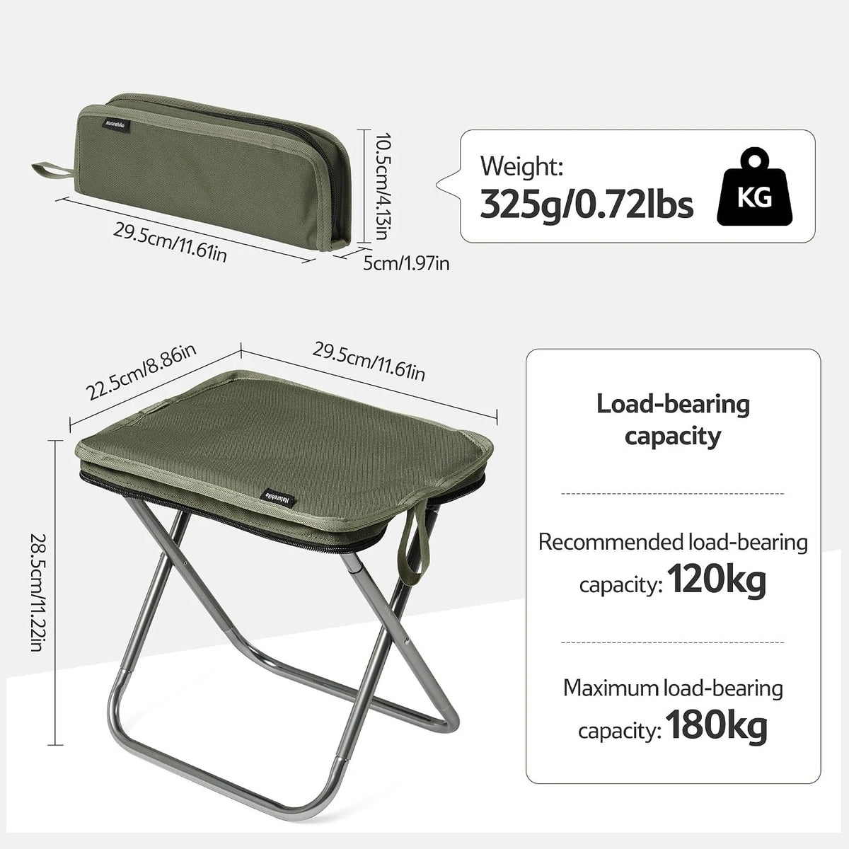Naturehike Foldable Collapsible Backpack Portable Seat Stool Lightweight Mini Easy Carry Outdoor Travel Fishing Stool Picnic Stool