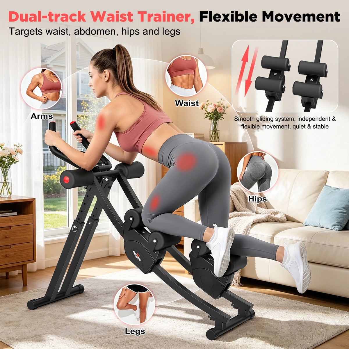 Relife Sports Dual Track Ab Machine With Adjustable Resistance