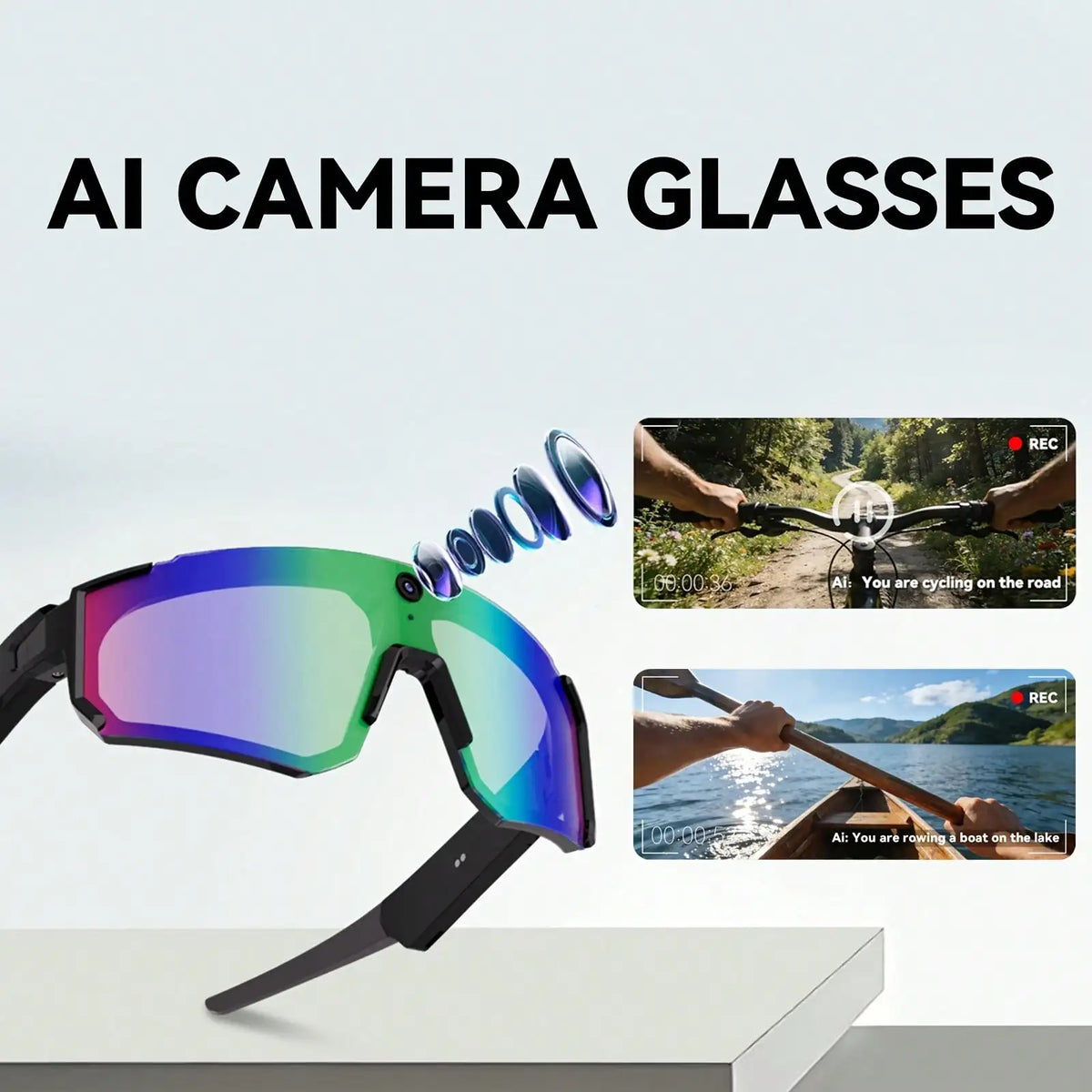 Hivisuals AI Camera Smart Sports Sunglasses With Bluetooth Audio