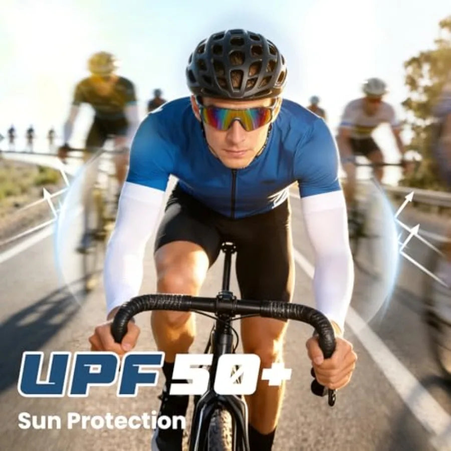 8 Pairs Soft Arm Sleeves, UV Sun Protection Cooling Compression Arm Covers for Outdoor Work, Sports, Men and Women