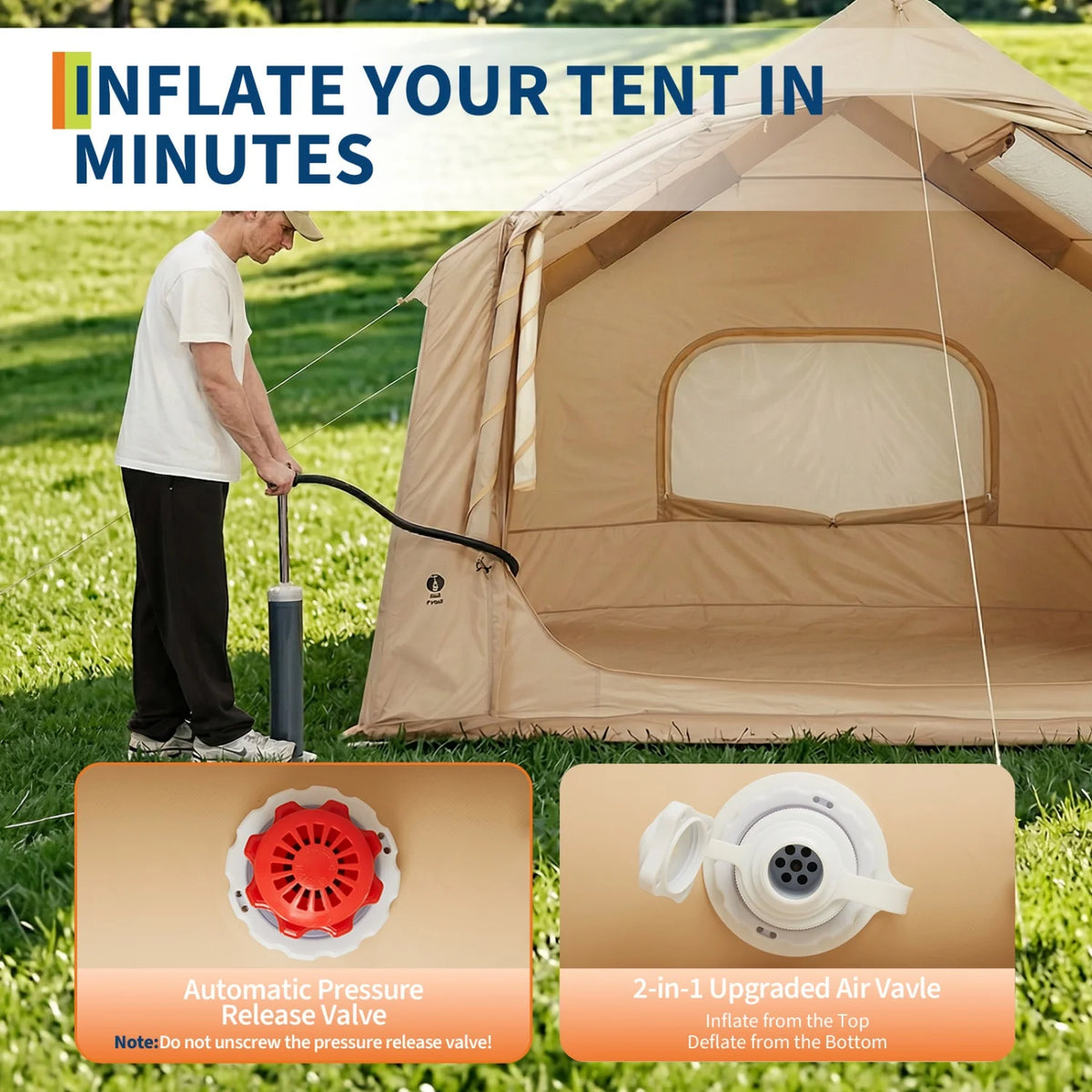 Himiss Inflatable Camping Tent Weather Resistant Quick Setup Outdoor Shelter