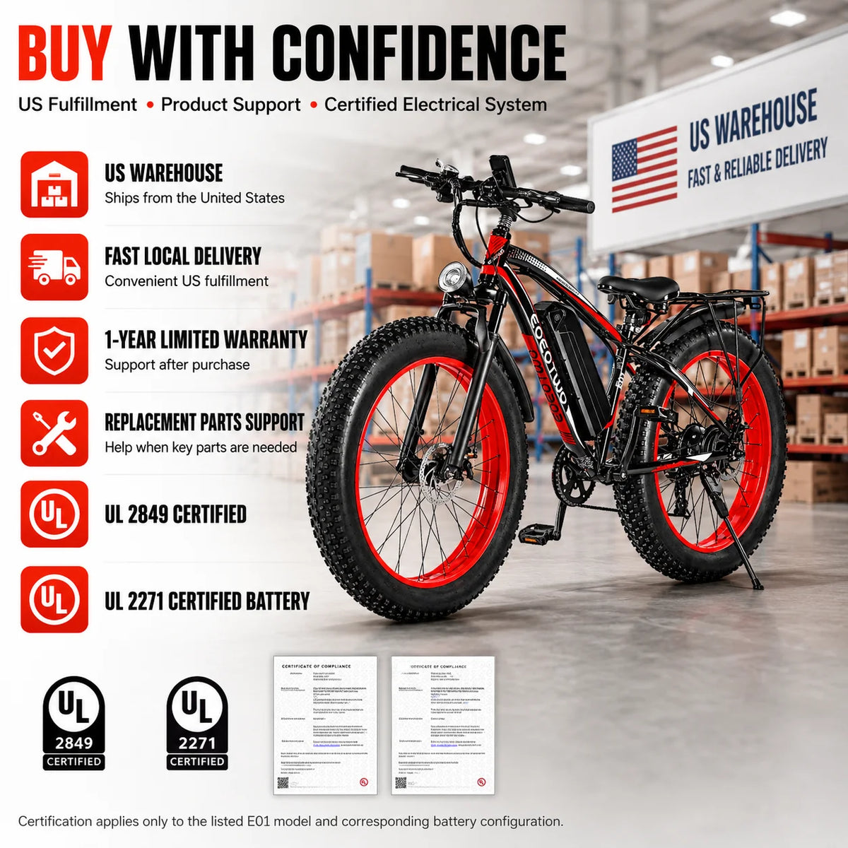 Eoeotwo 1000W Electric Bike 48V 15Ah Battery 34Mph 60Mi Range