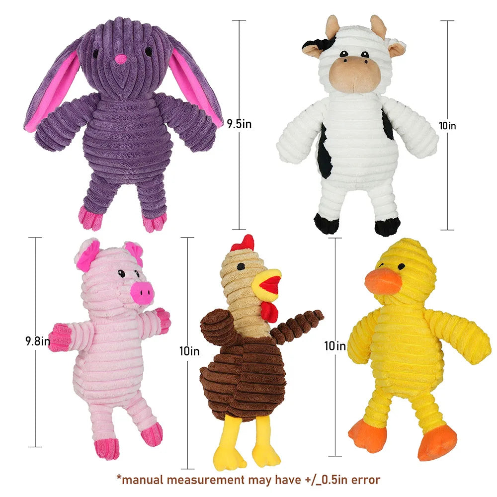 Plush Squeaky Dog Toys Assorted Animal Chew Toy Bundle