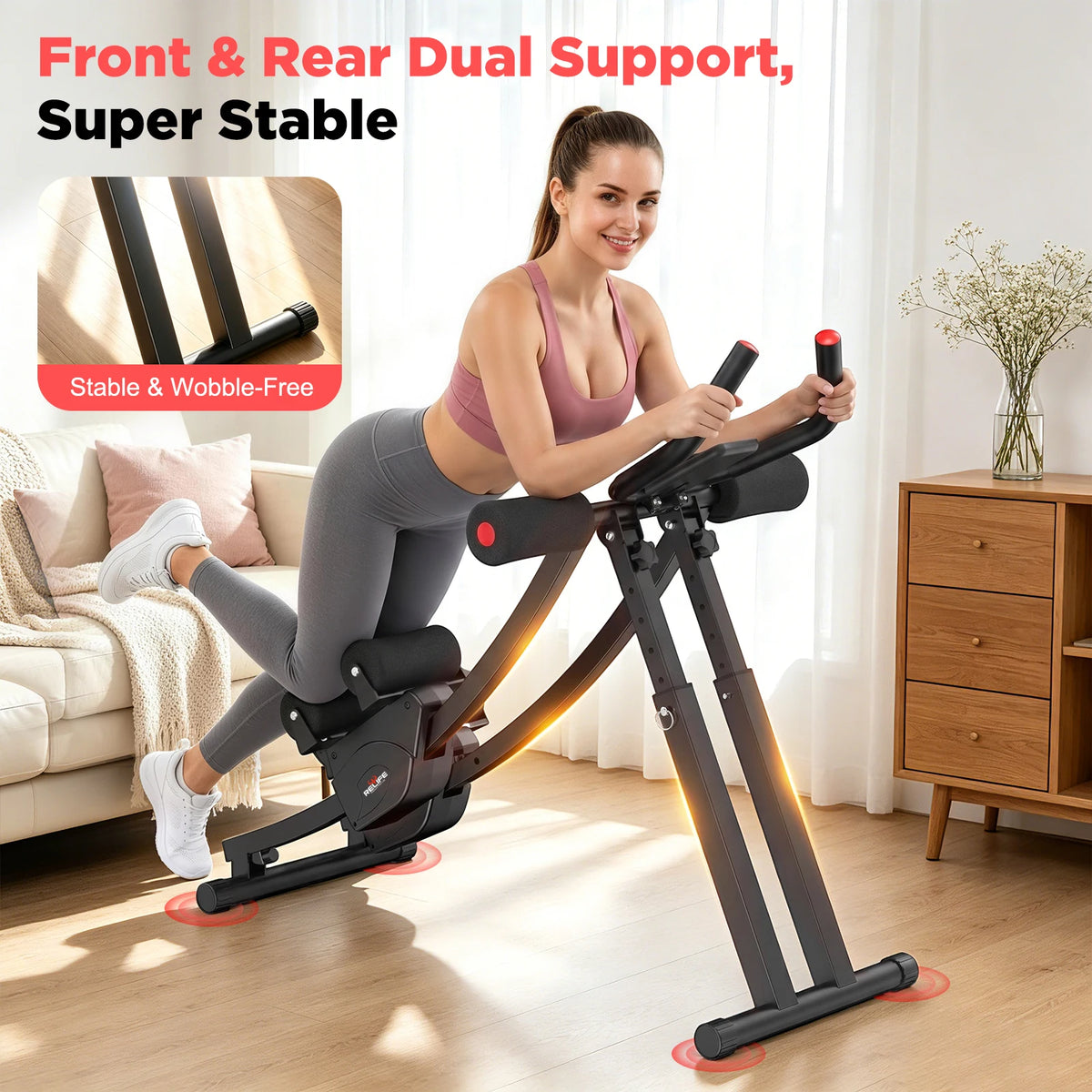 Relife Sports Dual Track Ab Machine With Adjustable Resistance
