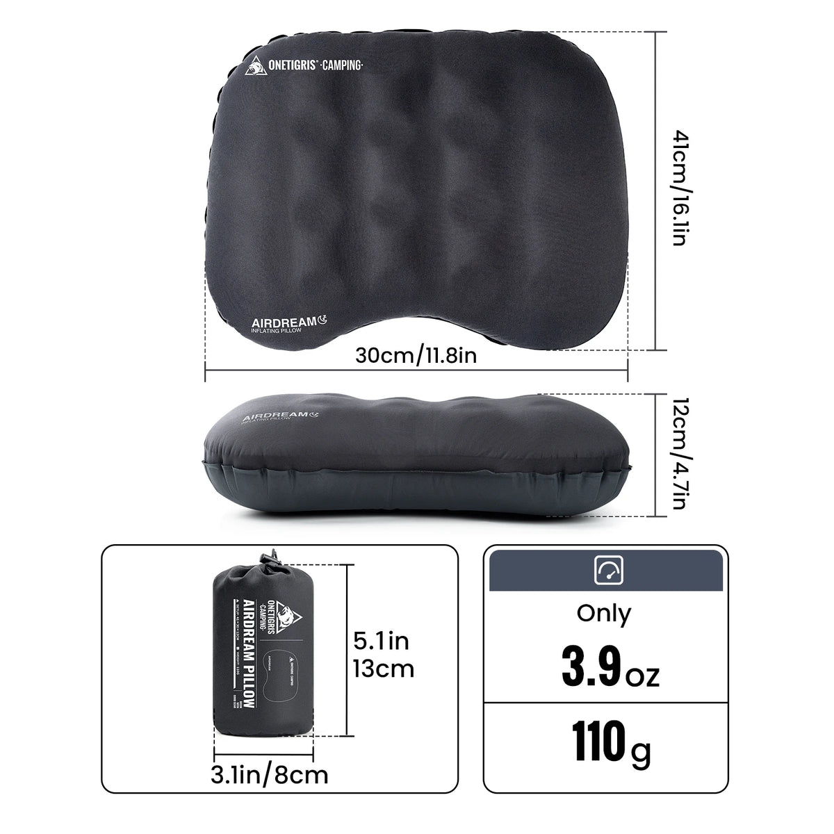 OneTigris Airdream Inflatable Camping Pillow For Outdoor Travel