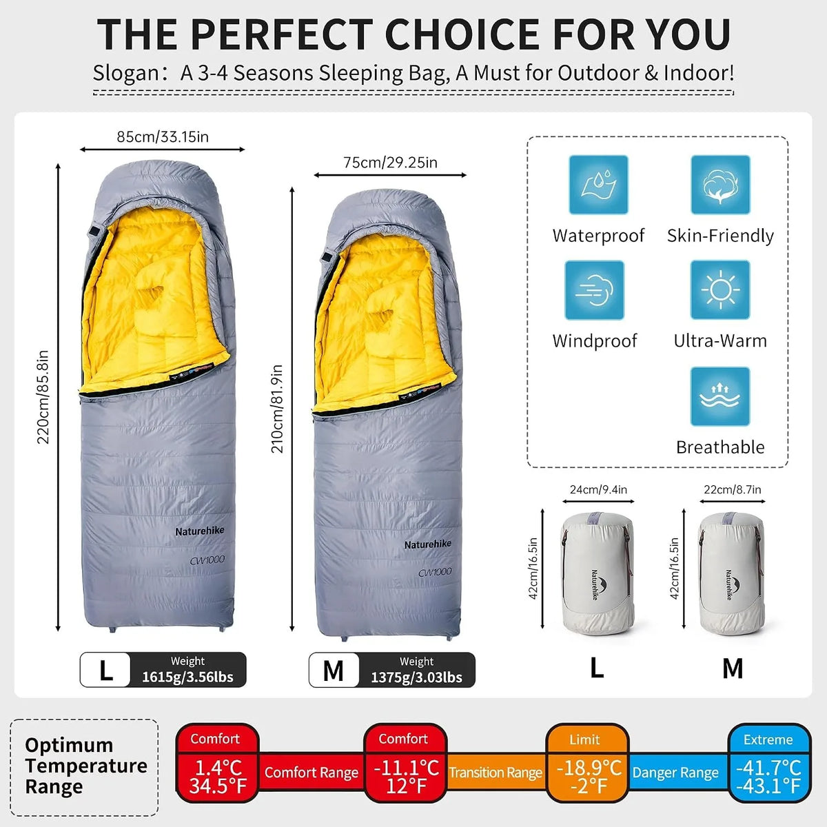 Naturehike Four Season Ultralight Duck Down Sleeping Bag For Camping