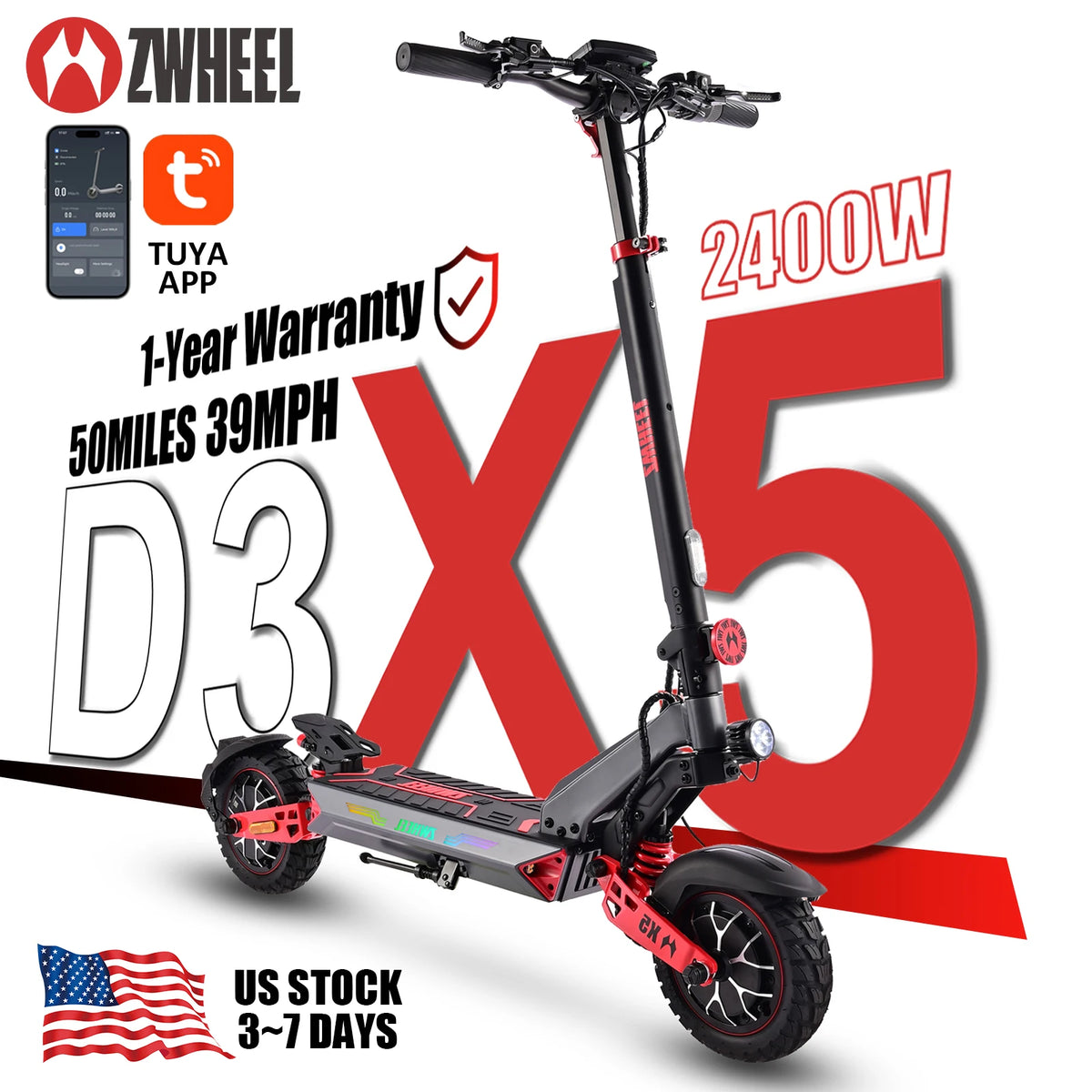 ZWHEEL D3 Dual Motor Electric Scooter With All Wheel Drive