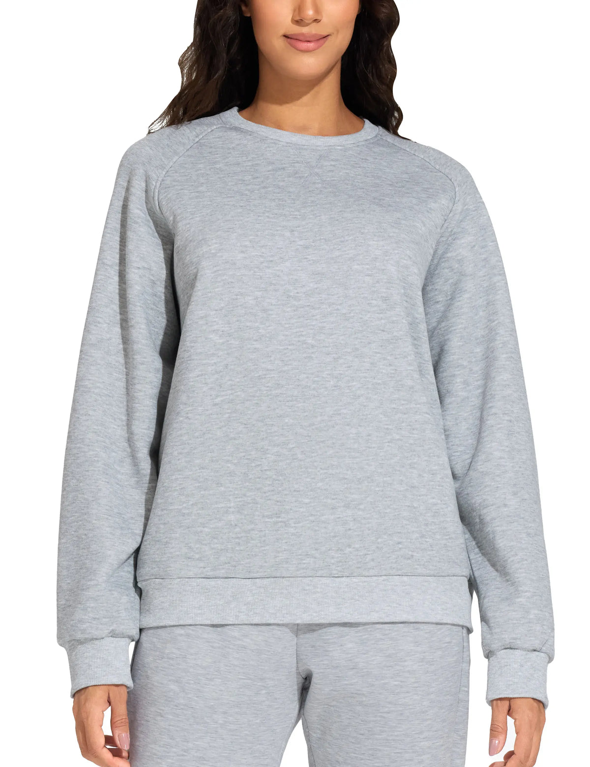 THE GYM PEOPLE Women's Long Sleeves Fleece Sweatshirts Loose Fit Crewneck Workout Casual Pullover Tops