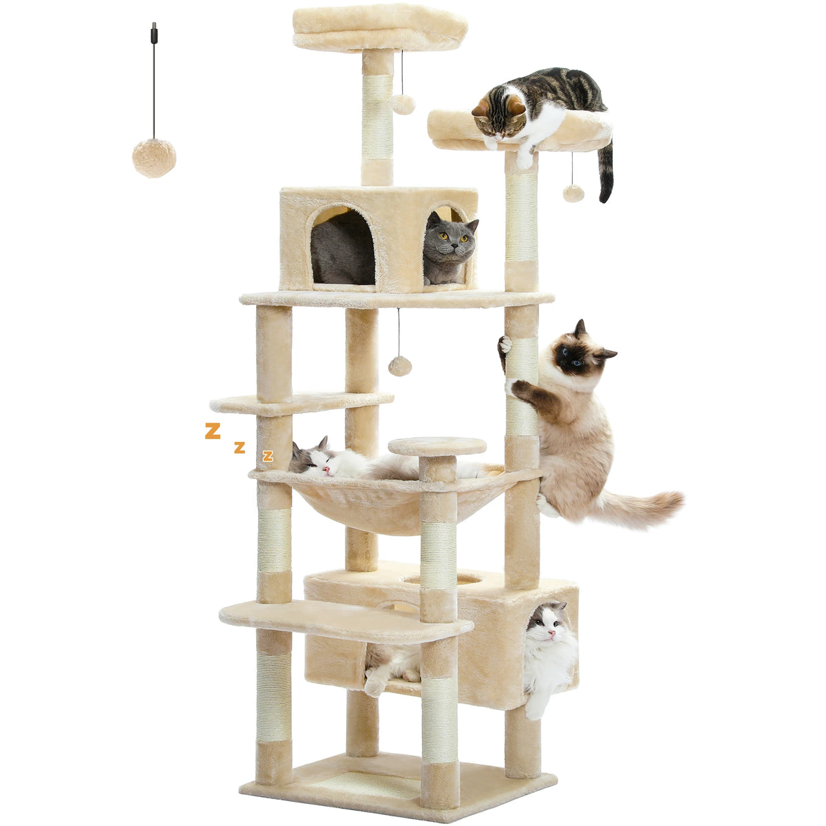 Pecuulti Multi Level Cat Tree With Scratching Posts Hammock And Perch