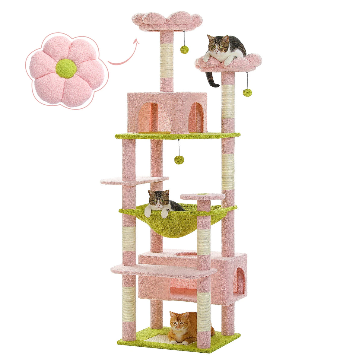Pecuulti Multi Level Cat Tree With Scratching Posts Hammock And Perch