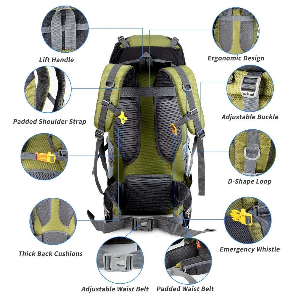Night Cat Lightweight Hiking Backpack With Rain Cover Camping Travel