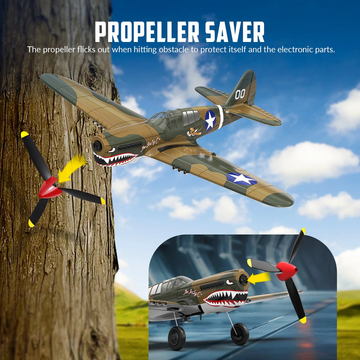 EXHOBBY Volantex RC P40 Warhawk Fighter Airplane With Gyro